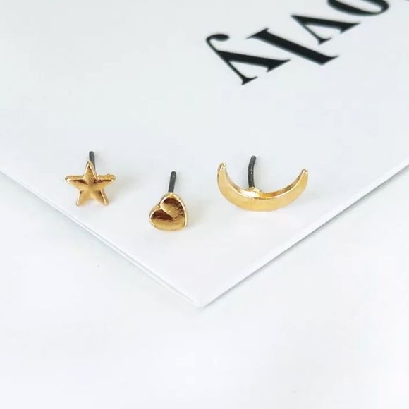 {GRAHAM} boho star heart crescent moon earring set - Picture 5 of 7